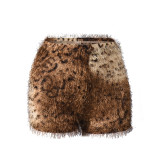 Autumn Women's Trendy Printed Fringe Leopard Shorts