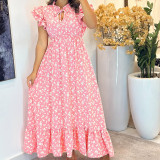Spring/Summer Women's Butterfly Sleeve Floral Holiday Maxi Dress