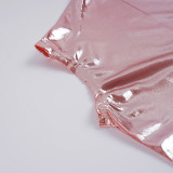 Women's Fashion Shiny Slash Shoulder Sleeveless Bodycon Mini Dress