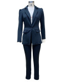 Autumn/Winter Women's Casual Long Sleeve Blazer and Pants Suit Set