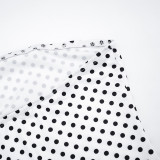 Women's Fashion Polka Dot Colorblock Sexy Strapless Top and Shorts Two-Piece Set