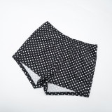 Women's Fashion Polka Dot Colorblock Sexy Strapless Top and Shorts Two-Piece Set