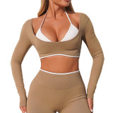 Women's Activewear High Stretch Colorblock Long Sleeve Running Yoga Top