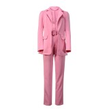 Autumn/Winter Women's Casual Long Sleeve Blazer and Pants Suit Set