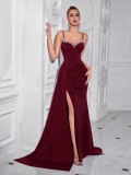 Women's Luxury Beaded Rhinestone Zip-Up Elegant Evening Gown（Processing time need 3-6 days）