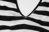 Summer Women's Sexy Long Sleeve Striped Printed Dress