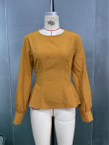 Women's Fashion Slim Waist Long Sleeve Blouse