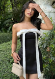 Women French Style Sexy Butterfly Lace-Up Strapless Bodycon Dress