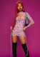 Women Spring Sexy Drawstring Tie-Up Long-Sleeved Printed Dress