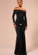 Women Winter Off-Sleeve Long-Sleeved Ruffled Bodycon Dress