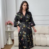 Plus Size Women Butterfly Print Multi-Color Robe