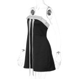 Women French Style Sexy Butterfly Lace-Up Strapless Bodycon Dress