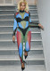 Women Autumn/Winter High Neck Long Sleeve Color Block Jumpsuit