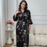 Plus Size Women Butterfly Print Multi-Color Robe