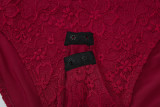 Women Summer Jacquard Bodysuit and Gathered Ribbon Irregular Skirt Two-Piece Set
