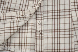 Women Winter Casual French Button-Up Short-Sleeve Plaid Shirt Top