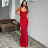 Women Winter Solid Backless Bow Bodycon Dress