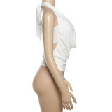 Women Summer Floral Metallic Bustier Top and Skirt Two-Piece Set