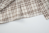 Women Winter Casual French Button-Up Short-Sleeve Plaid Shirt Top