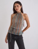 Women Casual Sexy Solid Backless Lace-Up Halter Neck Top