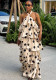 Women Autumn Polka Dot Halter Neck Backless Cascading Ruffles Dress