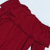 Women Winter Off-Sleeve Long-Sleeved Ruffled Bodycon Dress