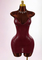 Women Solid Chic Deep V-Neck Slim-Fit Sexy Strap Bodycon Mini Dress Women Solid Chic Deep V-Neck Slim-Fit Sexy Strap Bodycon Mini Dress