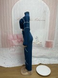 Women Color Block Lined Design Top and Pants Two-Piece Set