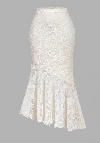 Women High-Waist Lace Mermaid Skirt