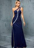 Women One-Shoulder Ruched Mermaid Bodycon Long Dress