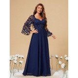Women Plus Size Slim-Fit Chiffon Formal Party Ball Evening Dress