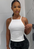 Women Summer Sexy Metal Button Strap Tank Top