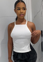 Women Summer Sexy Metal Button Strap Tank Top