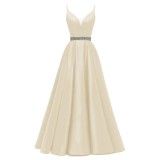 Women Sexy Satin V-Neck Strap Formal Evening Gown（Processing time need 3-6 days）