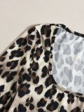 Women Autumn Sexy Slim-Fit Square-Neck Leopard Print Jumpsuit