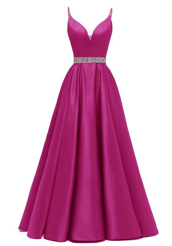 Women Sexy Satin V-Neck Strap Formal Evening Gown（Processing time need 3-6 days）