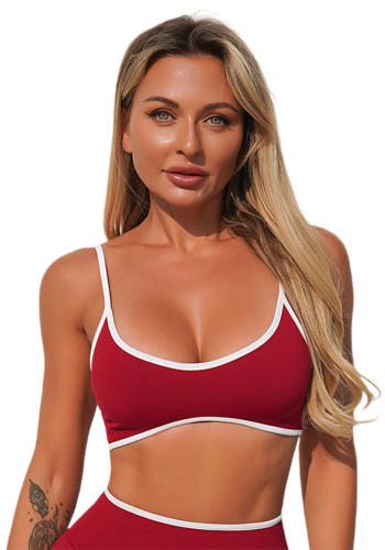 Women Seamless Color-Block Shockproof Sports Bra Outdoor Fitness Top
