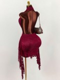 Women Solid Halter Neck Low-Back Ribbon Metal Detail Sexy Bodycon Mini Dress