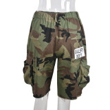 Women Autumn Pocket Casual Camouflage Shorts