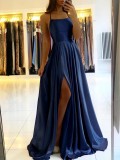 Women Solid Sleeveless Strap Chic Elegant Long Evening Dress（Processing time need 3-6 days）