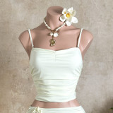 Women Sexy Solid Strap Three-Piece Bikini Swimwear