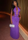 Women Solid Chic Sexy Patchwork Low-Back Formal Party Long Dress