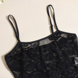 Women Autumn Sexy Lace Long Sleeve Cape Top & Strap Jumpsuit Set