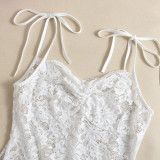 Women Autumn Sexy See-Through Lace-Up Strap Tight-Fitting Bodycon Dress