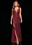 Women Spring High-Split Low-Back Sequin Mermaid Slim-Fit Evening Gown