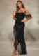 Women Sexy Strapless Mesh Low-Back Evening Gown