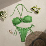 Women Cross Halter Strapless Two-Piece Shell Sexy Bikini Beachwear