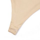 Women Solid Sleeveless Tight-Fitting Sexy Strapless Bodysuit and Shorts Set