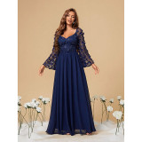 Women Plus Size Slim-Fit Chiffon Formal Party Ball Evening Dress