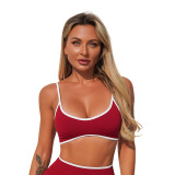 Women Seamless Color-Block Shockproof Sports Bra Outdoor Fitness Top